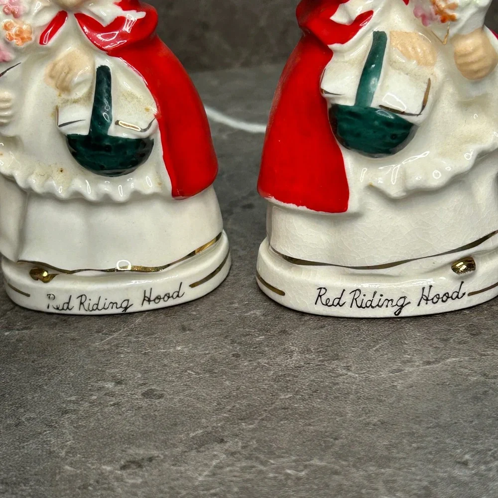Vintage Relco Japan Red Riding Hood Salt and Pepper Shakers Ceramic Mid Century